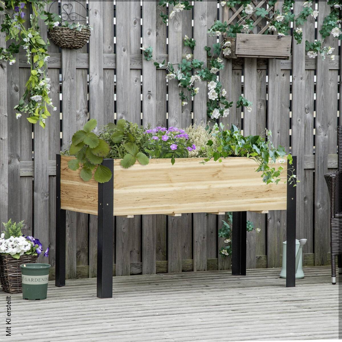 Outsunny Hochbeet schwarz Stahl B/H/L: ca. 60x74x120 cm