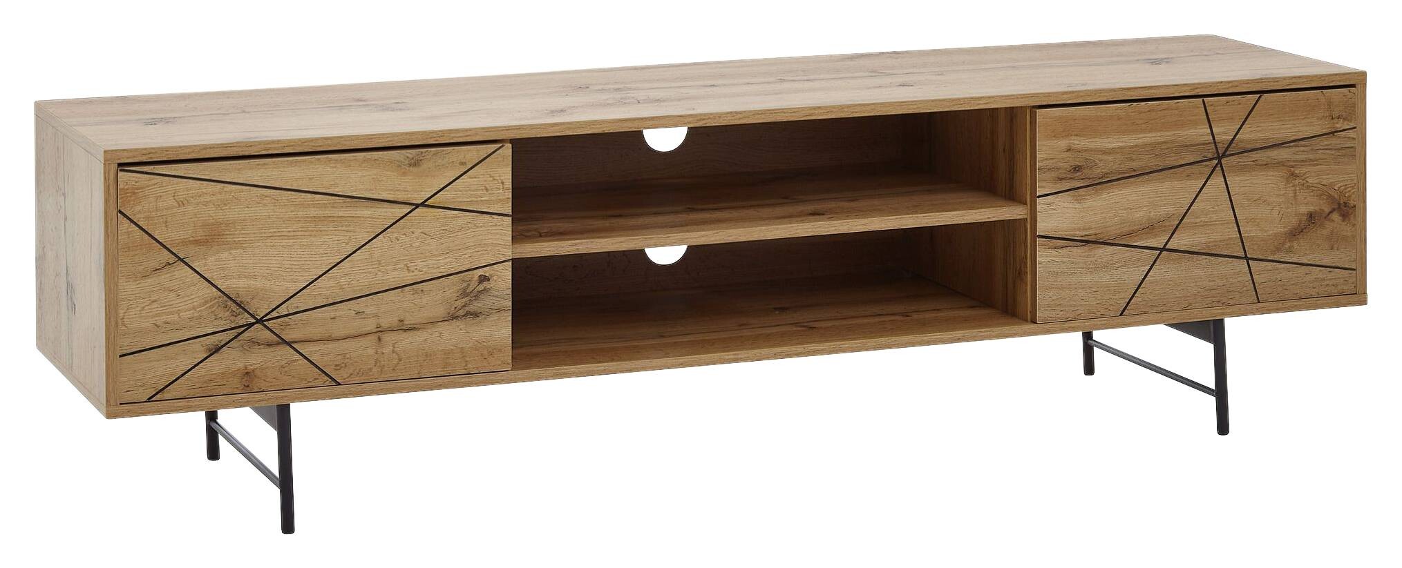 Lowboard Eiche Nachbildung schwarz pulverbeschichtet B/H/T: ca. 160x45x40 cm