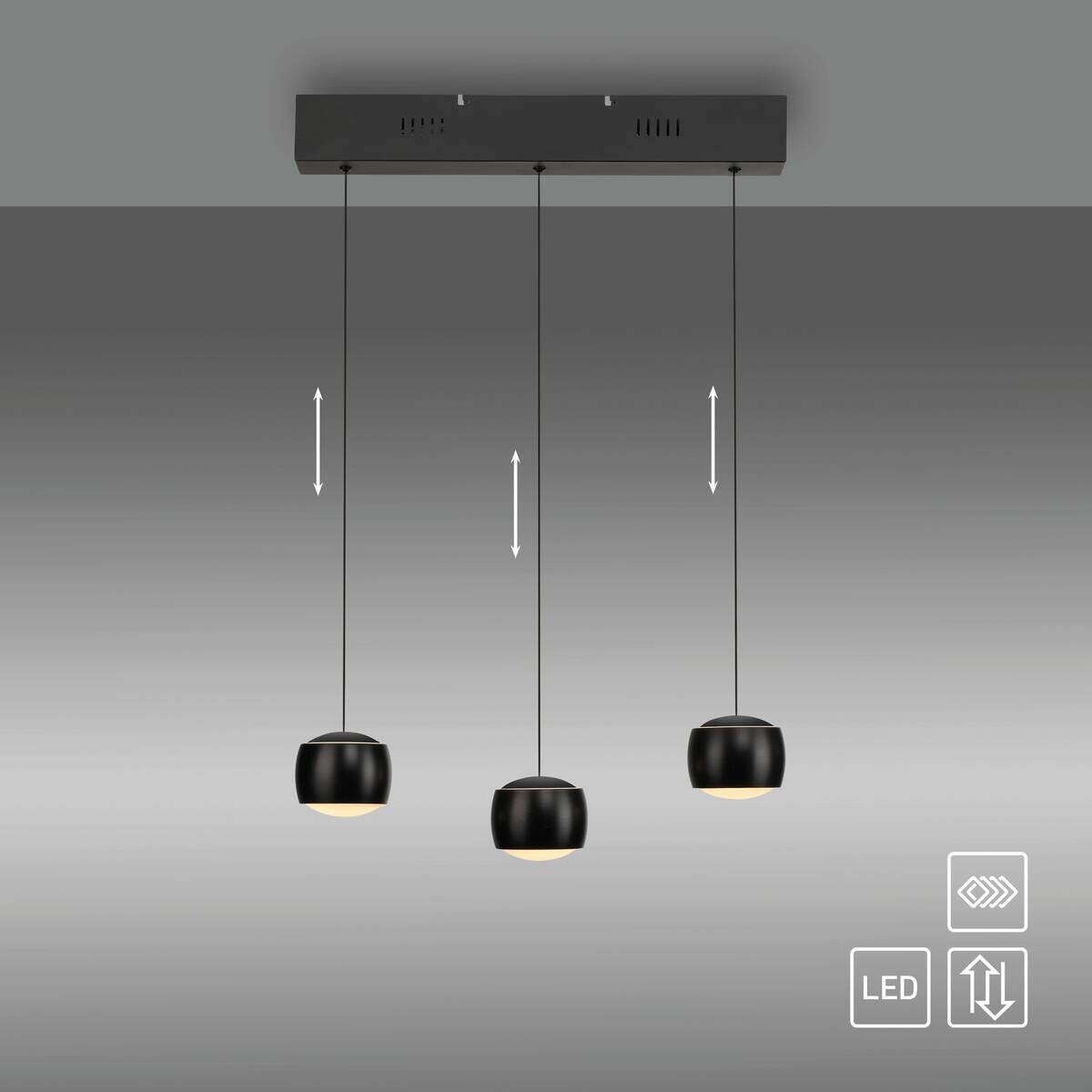 Just Light Pendelleuchte Ballini schwarz