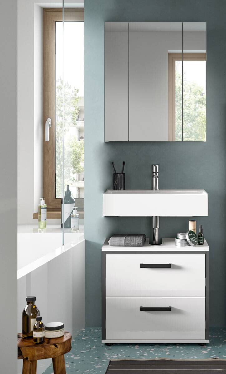 Badblock KOJAK weiß weiß Hochglanz anthrazit B/H/T: ca. 60x188x37 cm