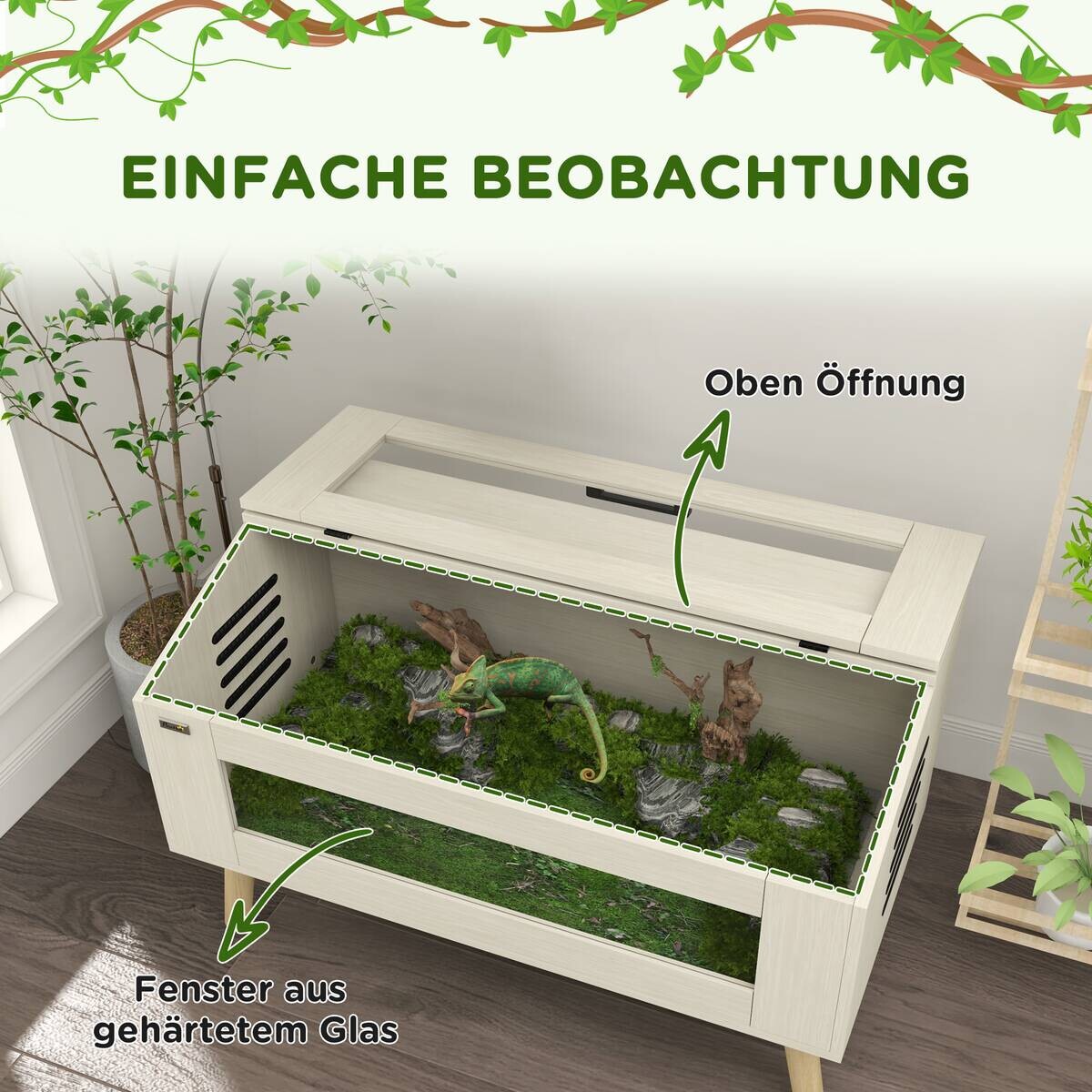 PawHut Terrarium Eiche Spanplatte B/H/L: ca. 50x60x100 cm