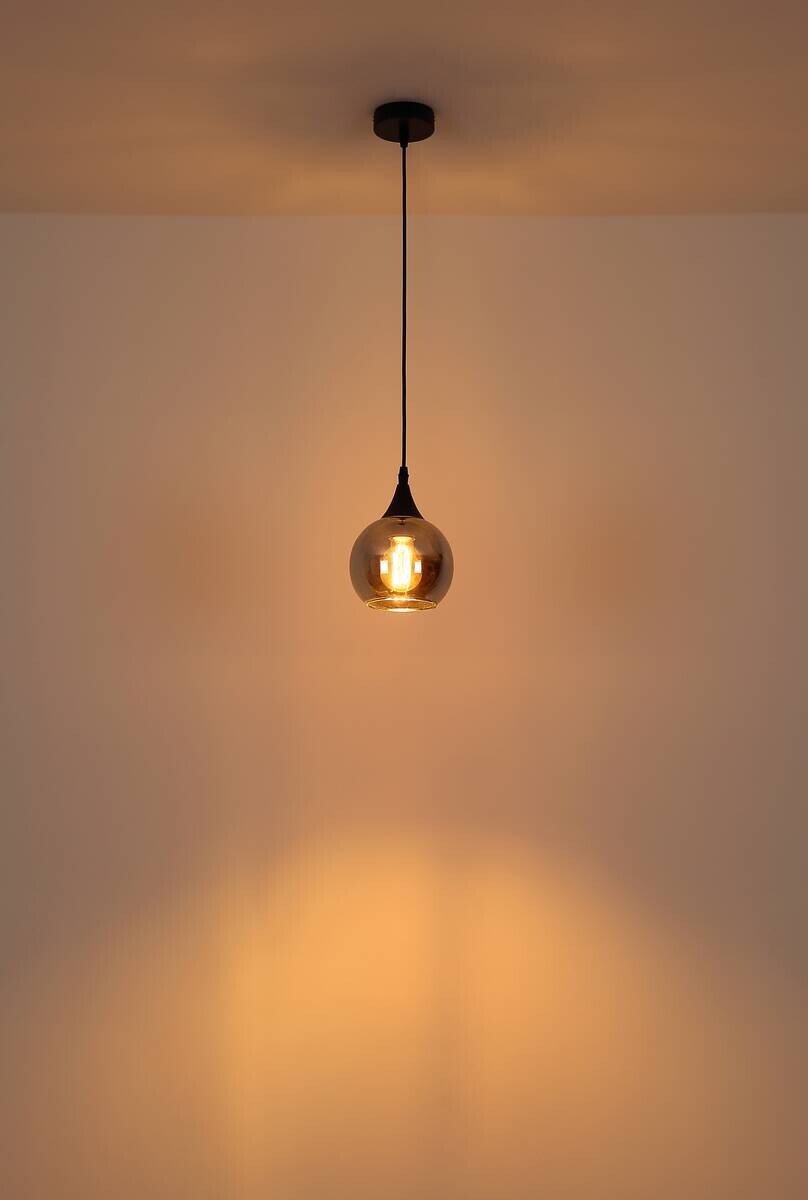 GLOBO Pendelleuchte Nika schwarz Glas Metall H/D: ca. 120x15 cm null 1 Brennstellen
