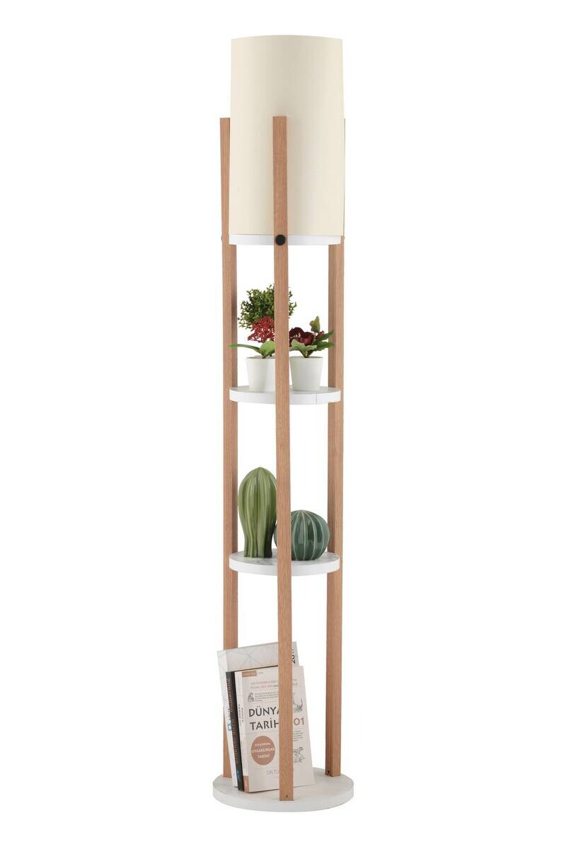 Opviq Stehlampe Circle weiß natur MDF B/H/L: ca. 21x135x21 cm E27 1 Brennstellen