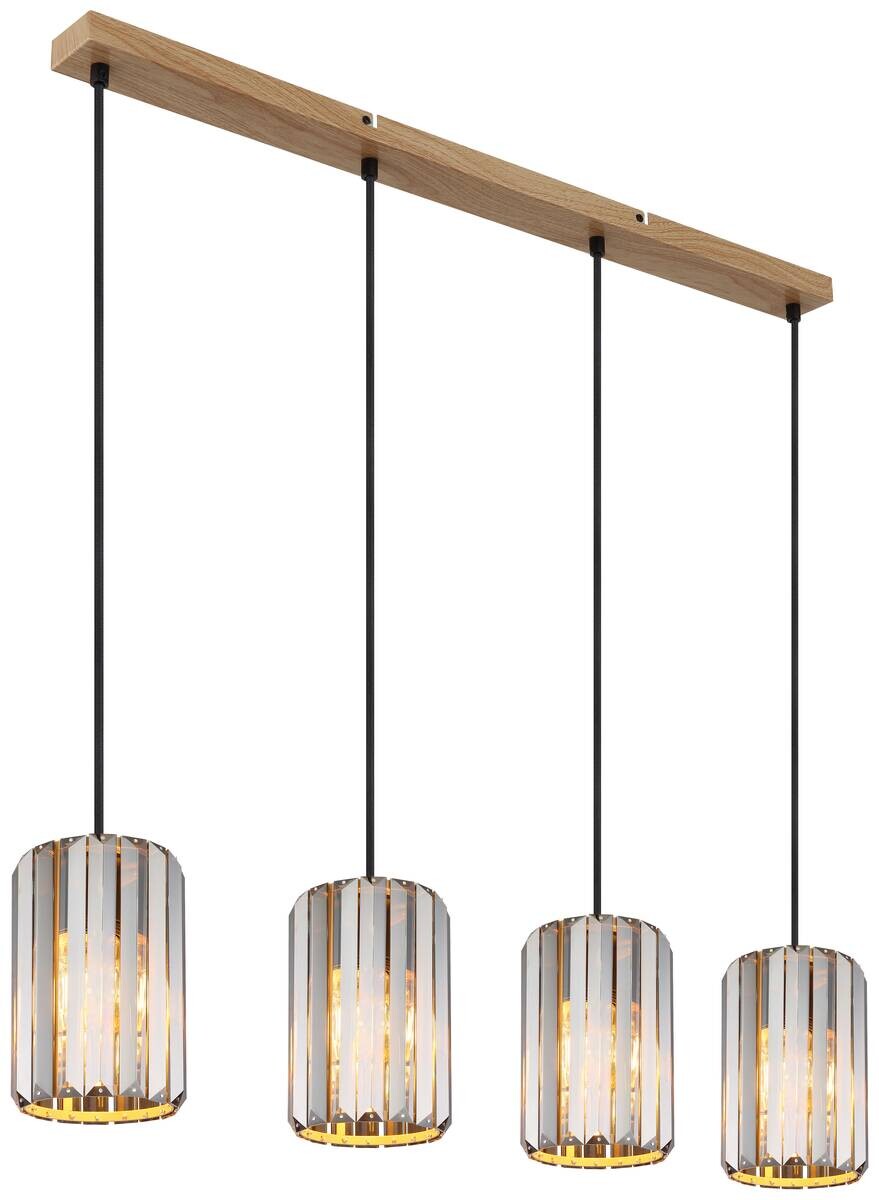 GLOBO Pendelleuchte RUN 30220446 schwarz braun Rauch Glas Metall B/H/L: ca. 88x120x13,5 cm E27 4 Brennstellen