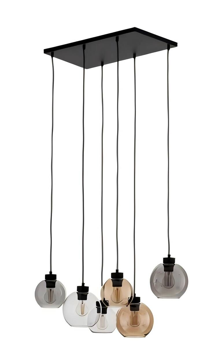 POCOline Pendelleuchte Marla bunt Metall Glas B/H/L: ca. 38x120x65 cm E27 6 Brennstellen
