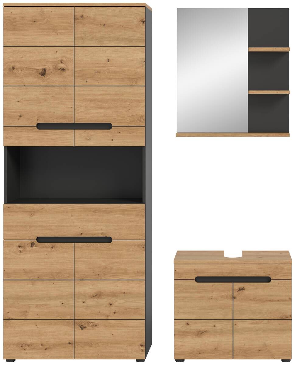 Badezimmer-Set Canu Basalt Eiche Artisan Nachbildung B/H/T: ca. 154x193x34 cm