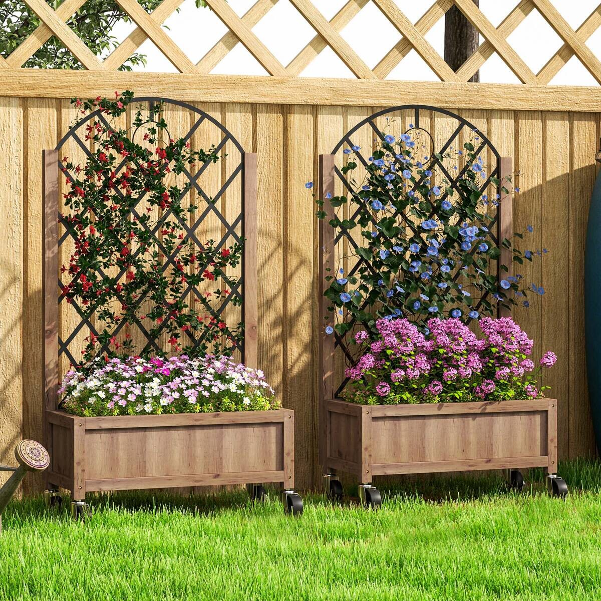 Outsunny Hochbeet 2er Set braun Holz B/H/L: ca. 25x97x52 cm