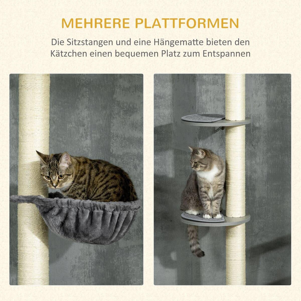 PawHut Kratzbaum grau Spanplatte B/H/L: ca. 40x40x250 cm