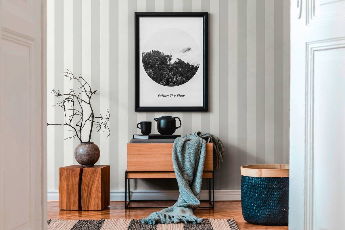 A.S.Creation Vliestapete Trendwall 2 Streifen grau B/L: ca. 53x1005 cm