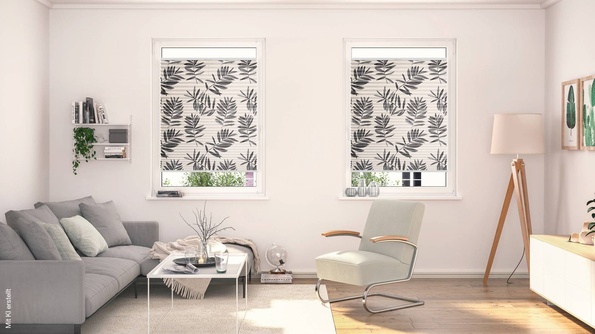 LICHTBLICK Spannplissee Black Watercolor schwarz B/L: ca. 60x130 cm