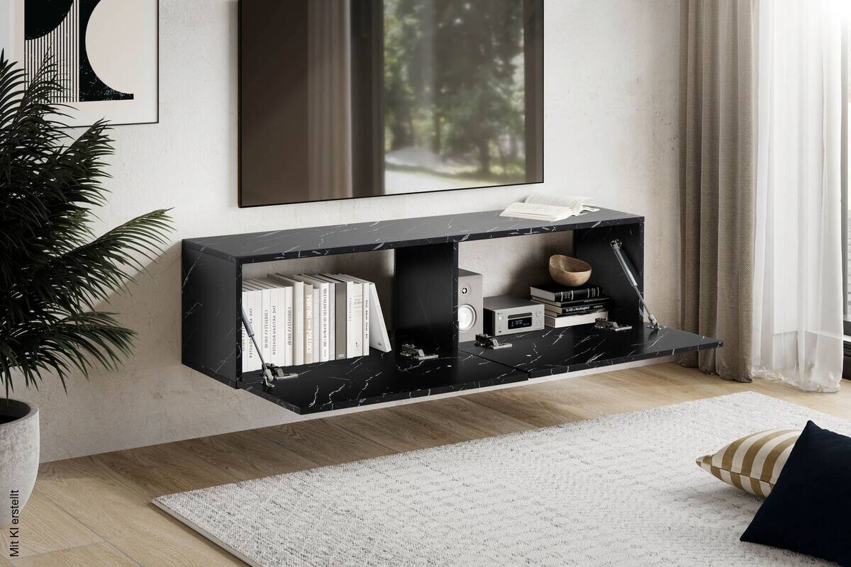 Lowboard schwarz Marmor Optik B/H/T: ca. 120x30x30 cm