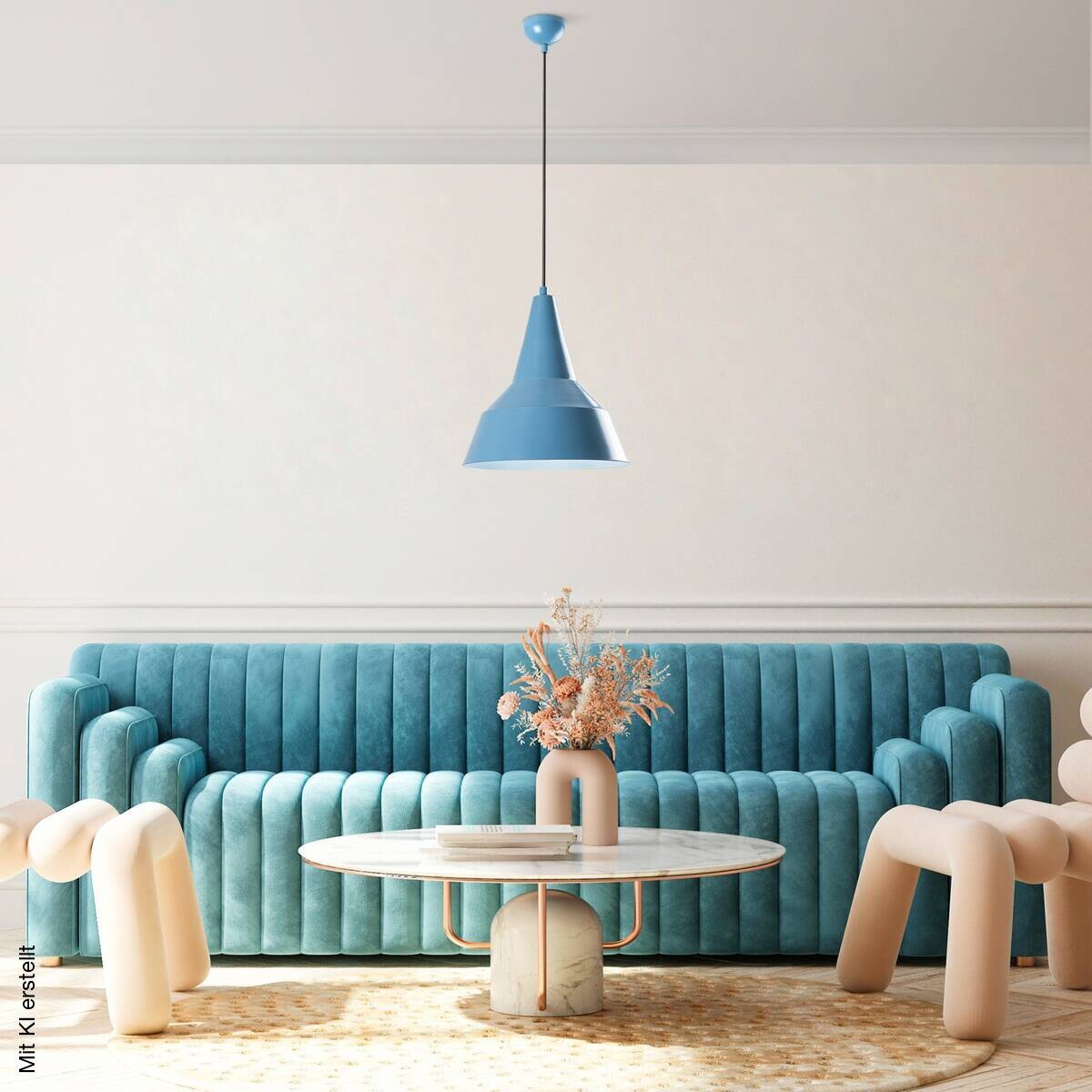 Opviq Pendelleuchte blau B/H/T: ca. 30x131x30 cm E27 1 Brennstellen