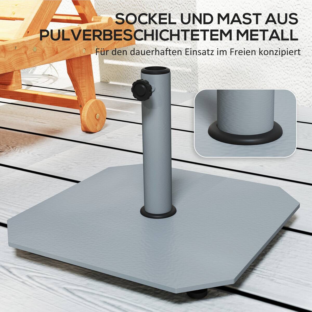 Outsunny Schirmständer grau Metall B/H/L: ca. 49,5x34x49,5 cm
