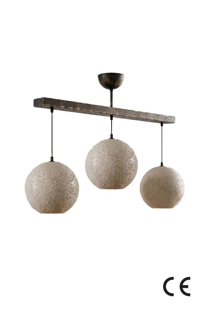 Pendelleuchte mehrfarbig Metall Beton B/H/T/L: ca. 55x55x55x60 cm E27 3 Brennstellen