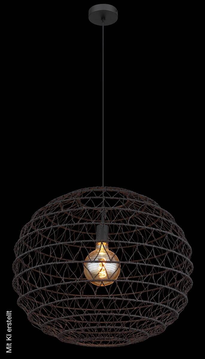 GLOBO Pendelleuchte schwarz mattschwarz Metall Papier H/D: ca. 120x59 cm E27 1 Brennstellen