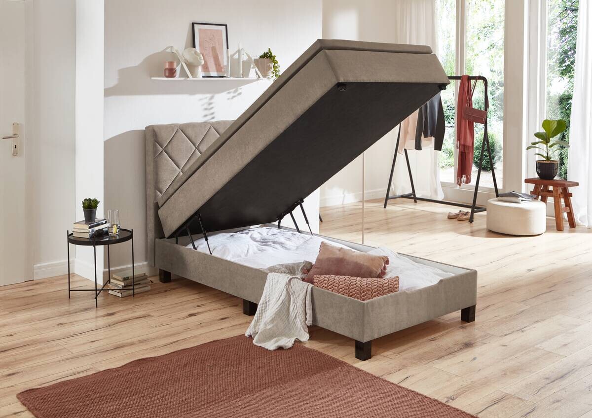 Boxspringbett Jeff taupe Liegefläche B/L: ca. 100x200 cm