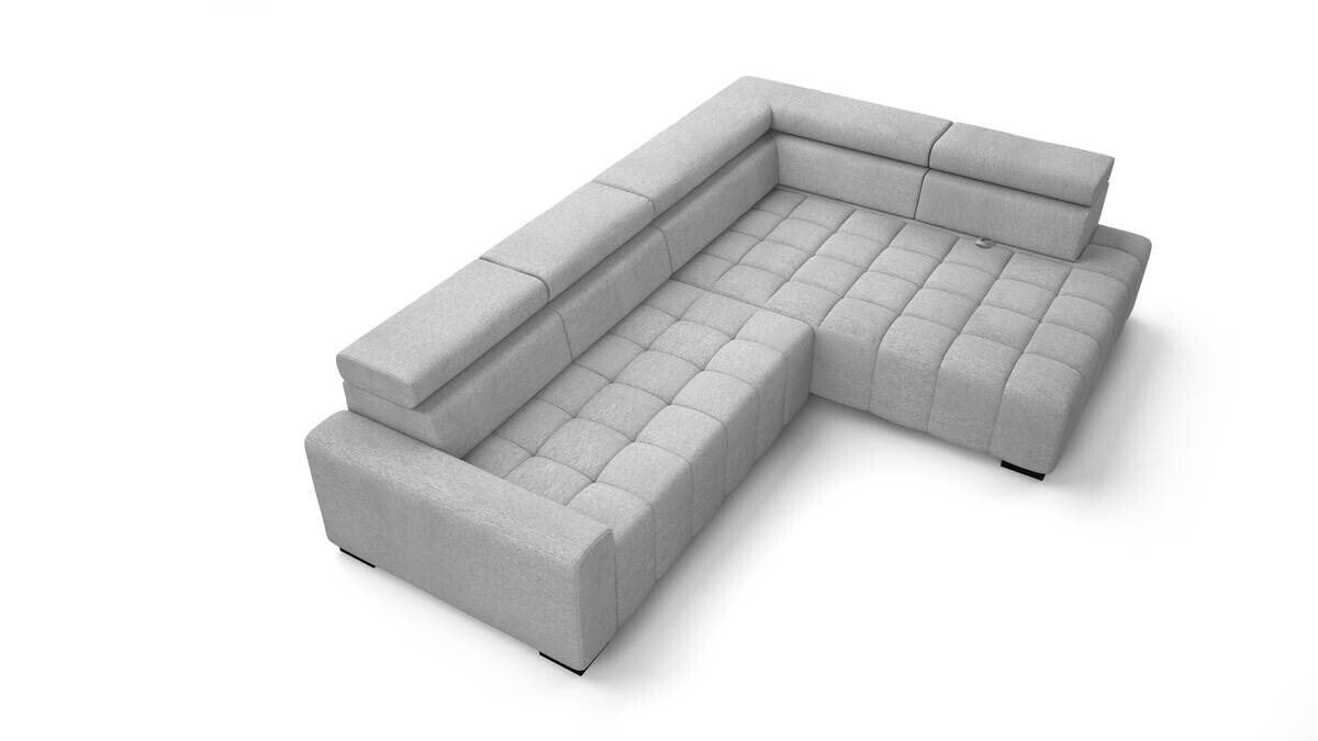 Ecksofa mit Bettfunktion hellgrau Flachgewebe B/T: ca. 300x210 cm