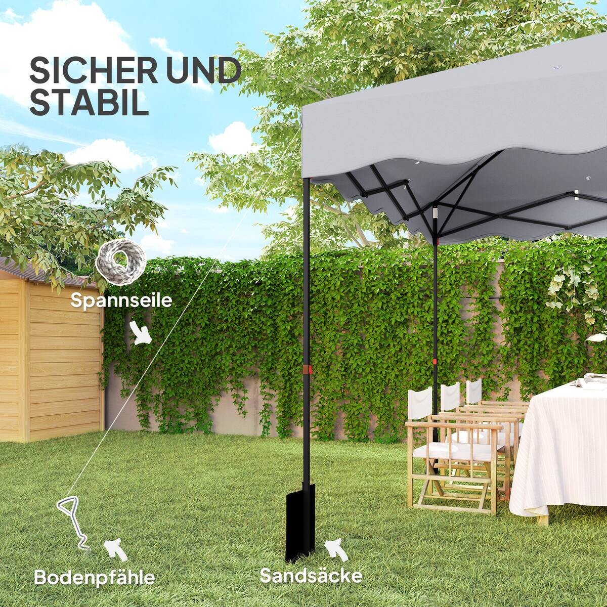 Outsunny Pavillon hellgrau Polyester B/H/L: ca. 297x287x297 cm