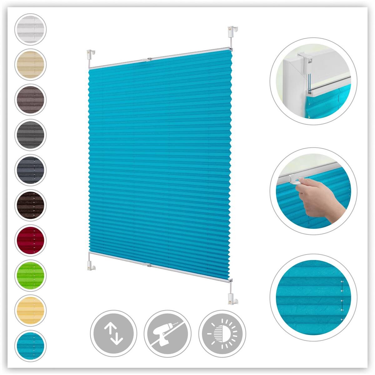 LICHTBLICK Spannplissee blau B/L: ca. 55x130 cm