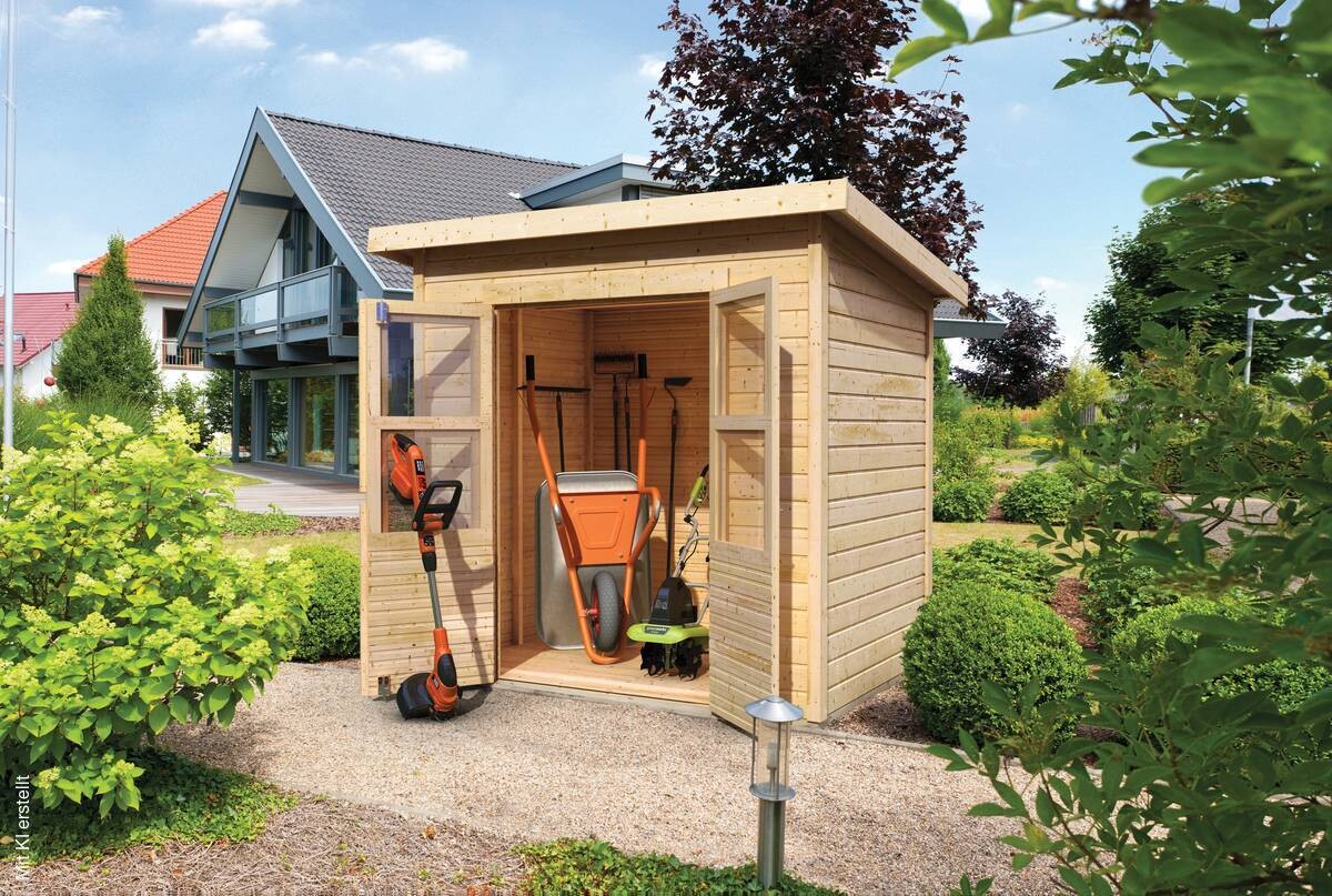 Karibu Gartenhaus Tony 2 natur B/H/T: ca. 242x220x214 cm