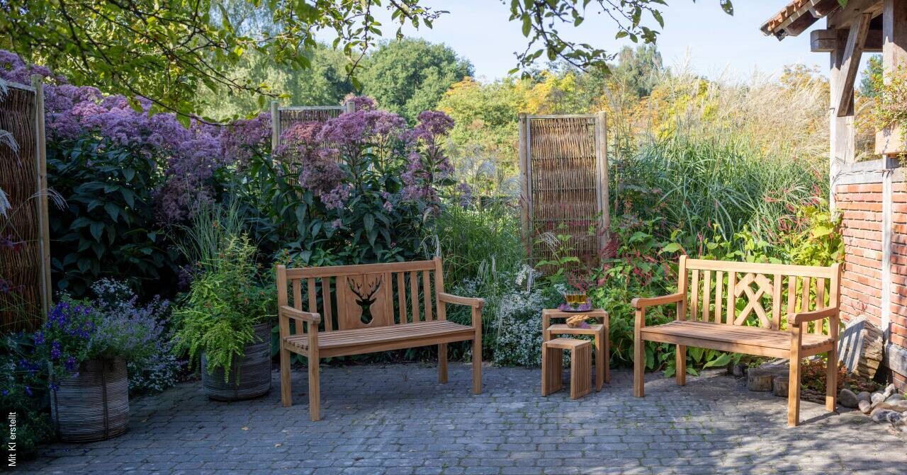 deVries Gartenbank Woodie natur Teakholz B/H/T: ca. 120x89x60 cm