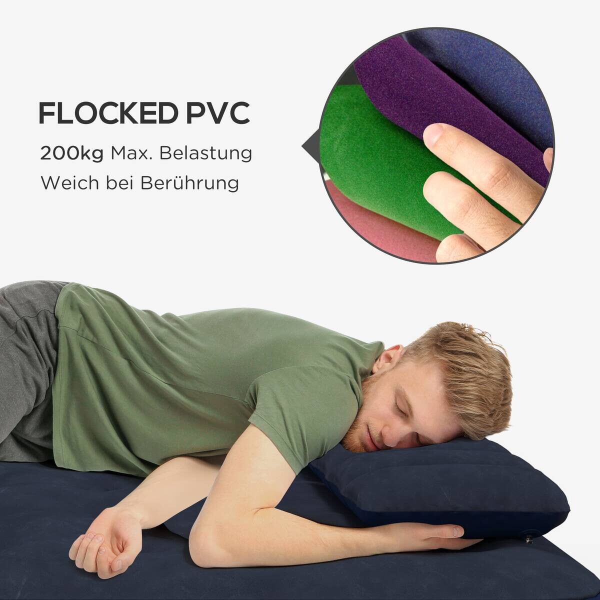 Outsunny Luftmatratze blau Kunststoff B/H/L: ca. 152x22x203 cm