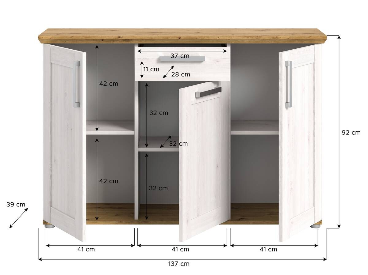 Kommode Verona Sibiu Lärche Nachbildung Eiche Artisan Nachbildung B/H/T: ca. 137x92x39 cm