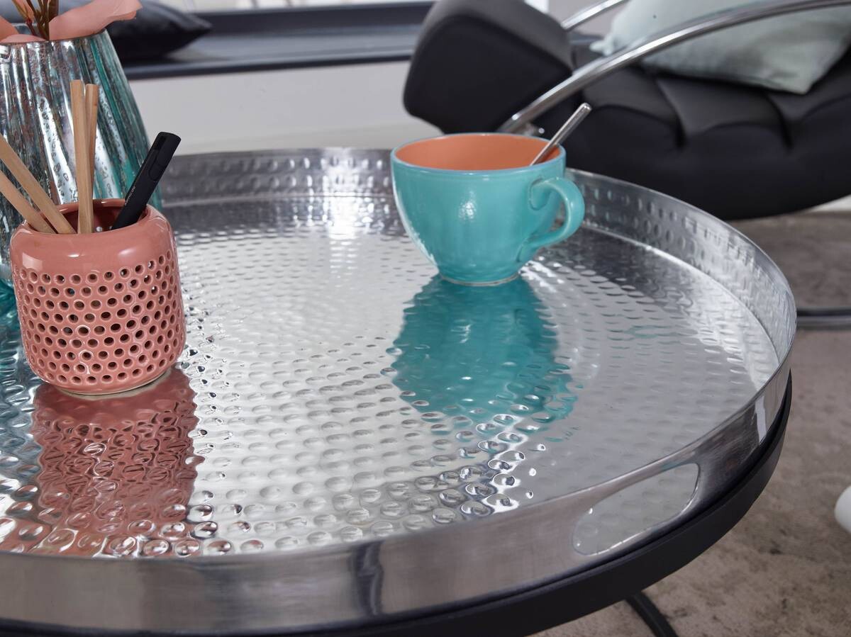 Wohnling Couchtisch silber B/H/T: ca. 62x36x62 cm