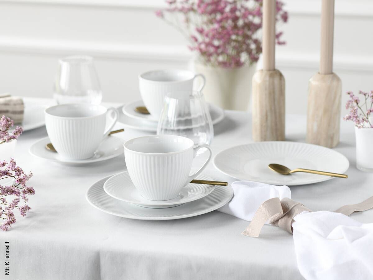 CreaTable Kaffeeservice Valencia weiß Porzellan 18 tlg.