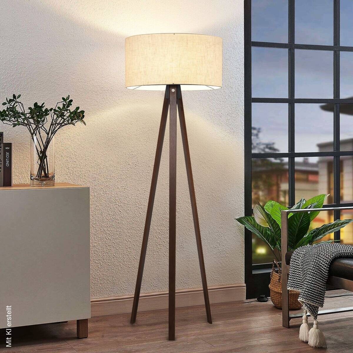 Opviq Stehlampe AYD-2581 beige PVC B/H/T/L/D: ca. 38x140x38x38x38 cm E27 1 Brennstellen