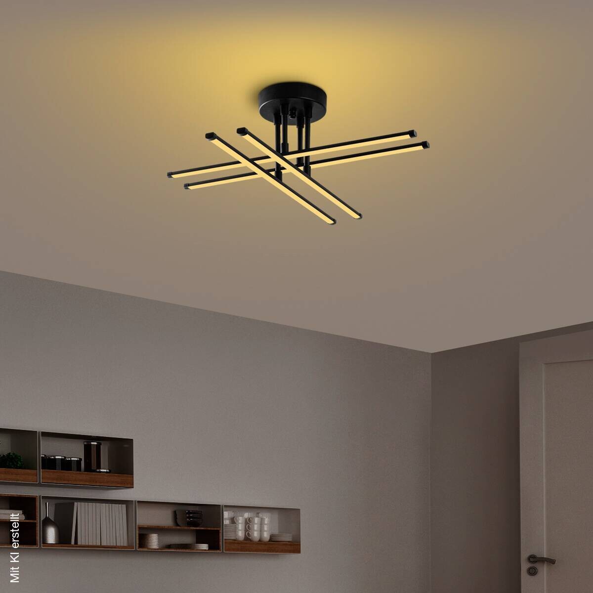 Opviq LED-Deckenleuchte schwarz B/H/T: ca. 61x22x61 cm
