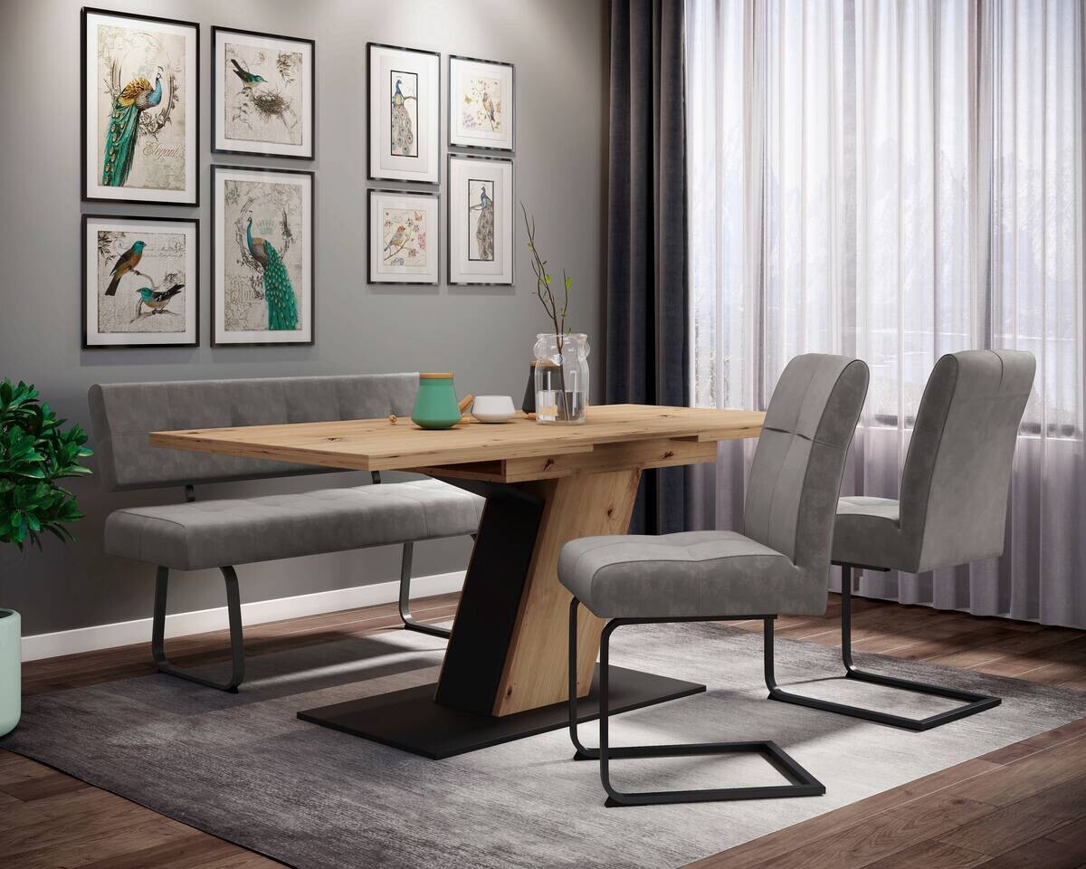 Essgruppe Luise grau Eiche Microfaser B/H/T: ca. 180x76x90 cm