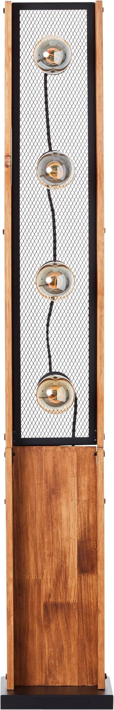 Brilliant Stehlampe Calandra 93122/76 schwarz natur Metall Holz B/H/T: ca. 20x125,5x20 cm E27 4 Brennstellen