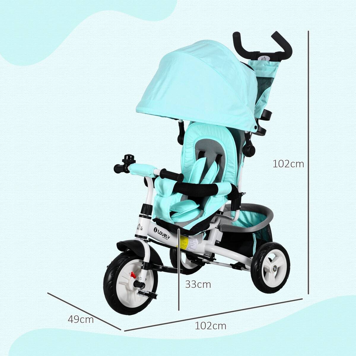 HOMCOM Kinderdreirad grün B/H/L: ca. 49x102x102 cm