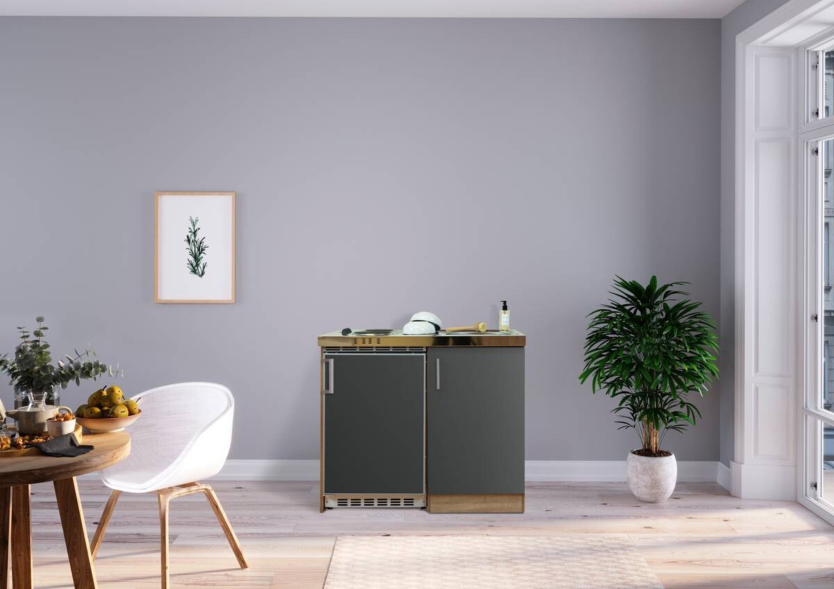 Respekta Miniküche 100 grau matt B/H/T: ca. 100x87x60 cm