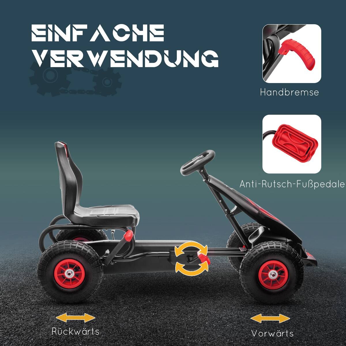 HOMCOM Kinder-Fahrzeug rot B/H/L: ca. 58x121x61 cm