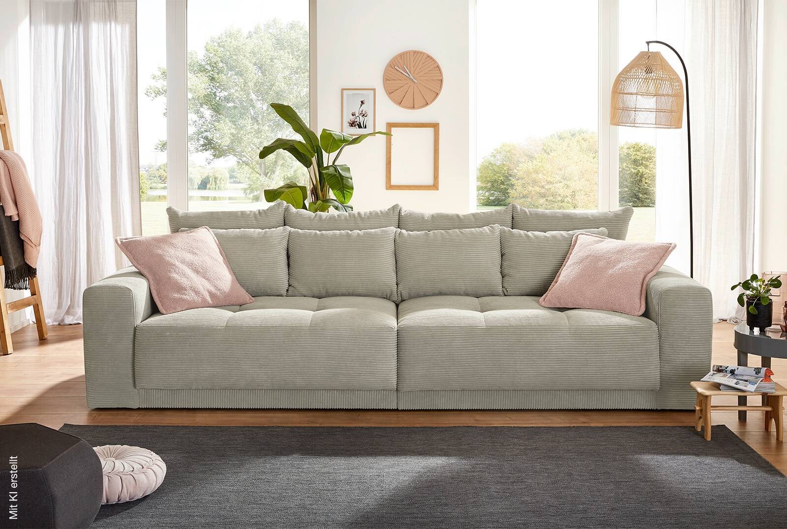 Big Sofa Greige Microfaser B/H/T: ca. 298x80x135 cm