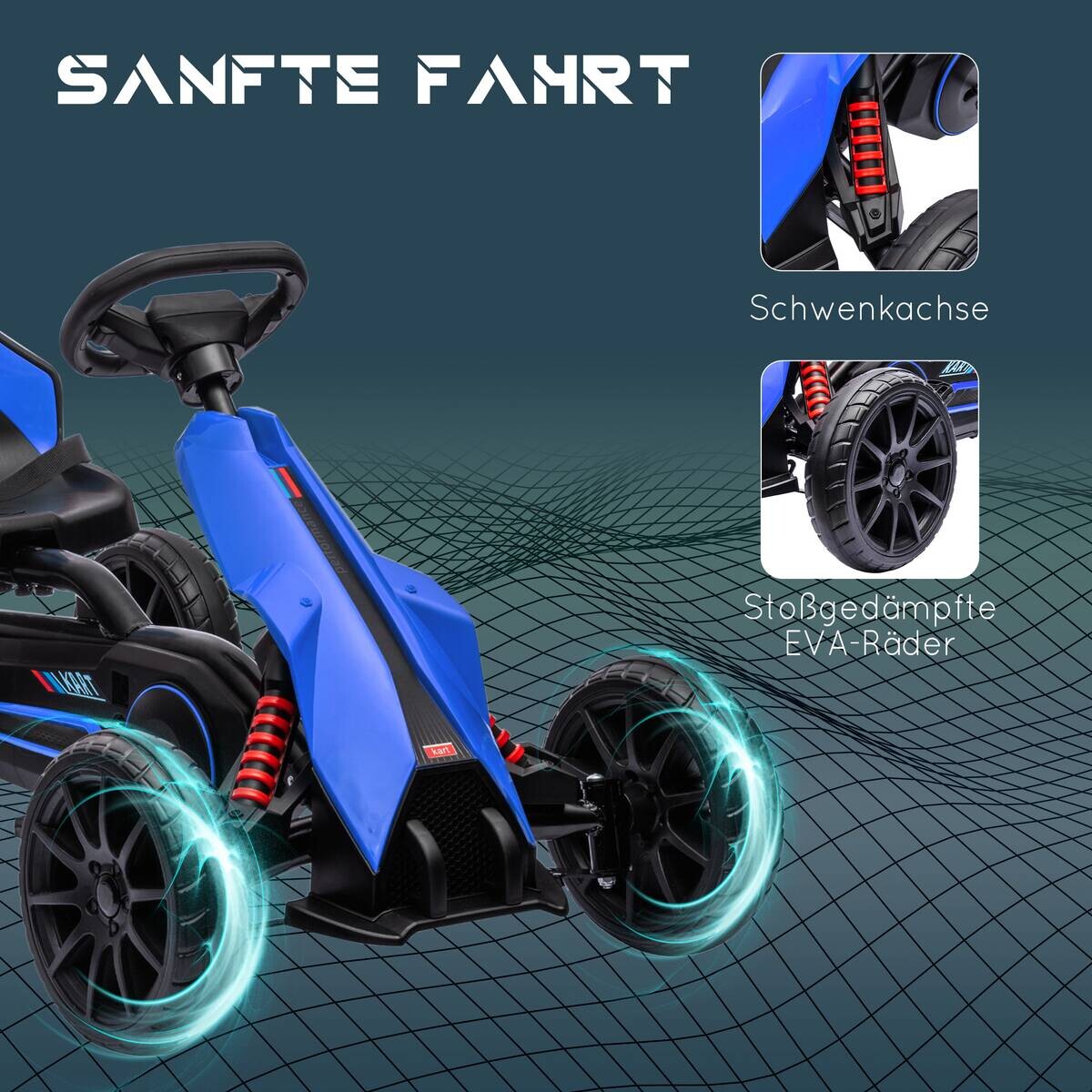 HOMCOM Go Kart blau B/H/L: ca. 58x58,5x100 cm