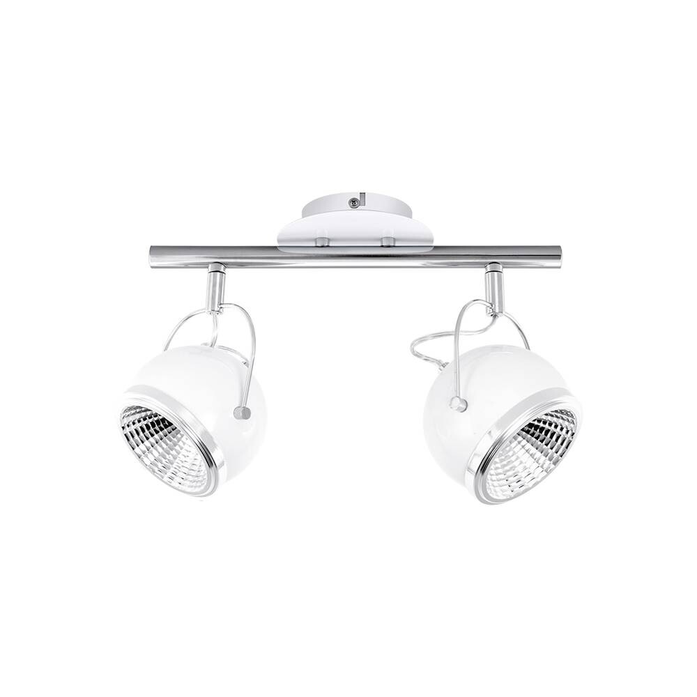 SPOT Light Spotbalken Ball nickel matt weiß Metall B/H/T: ca. 35x23x13 cm GU10 2 Brennstellen