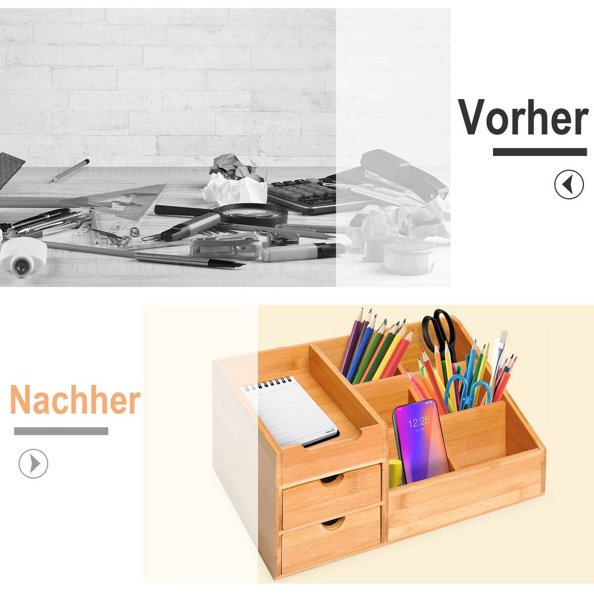 HOMCOM Organizer natur Bambus B/H/L: ca. 205x33x155 cm