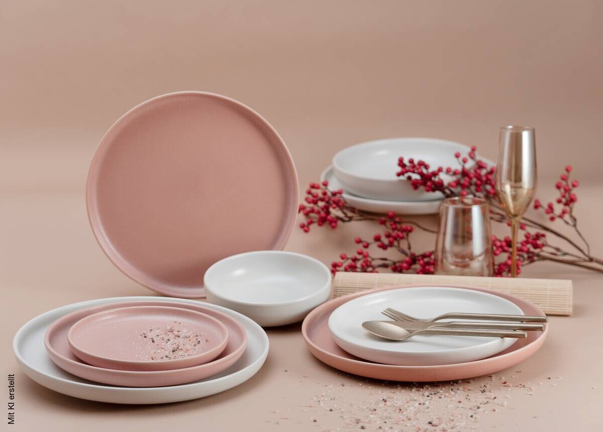 CreaTable Tafelservice Uno Rusty rosé Steinzeug 8 tlg.