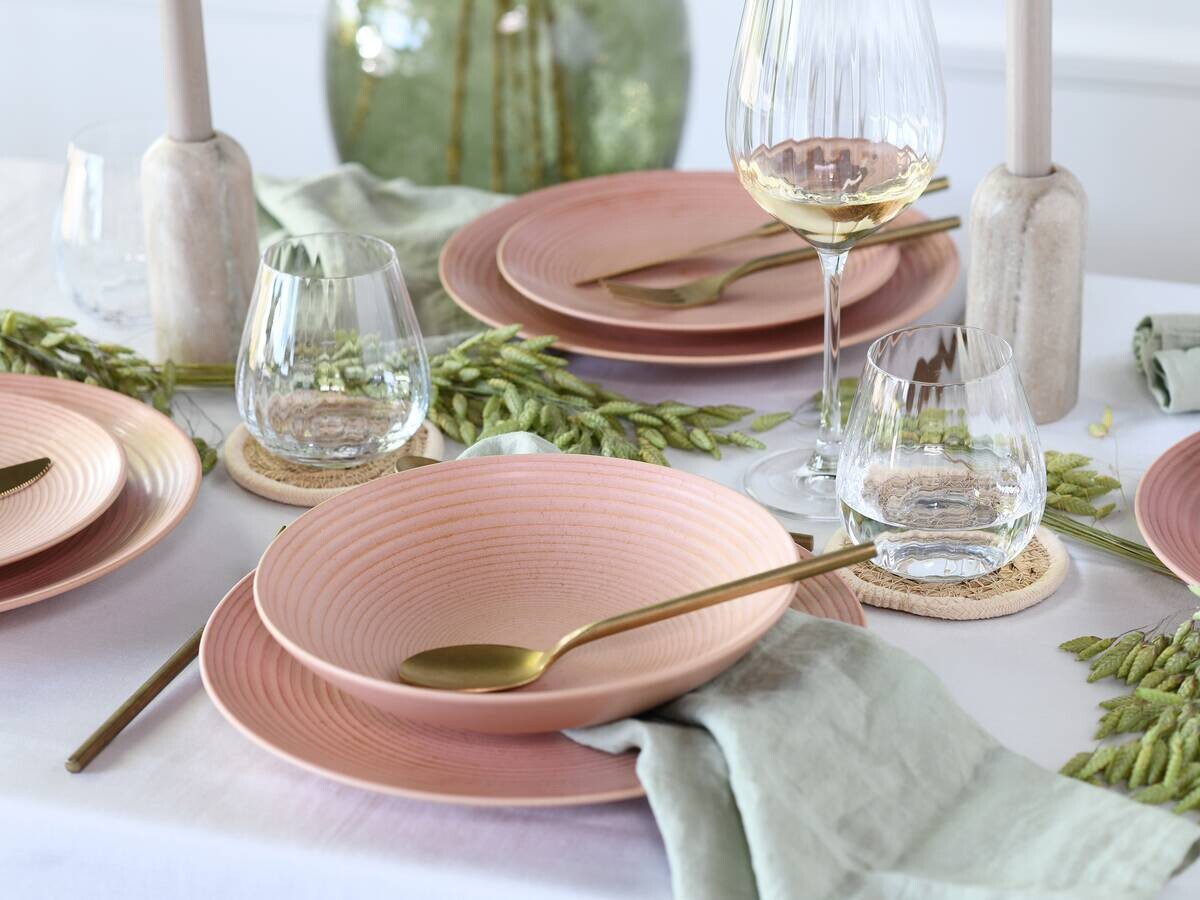 CreaTable Tafelservice Catania Peach rot Steinzeug 12 tlg.