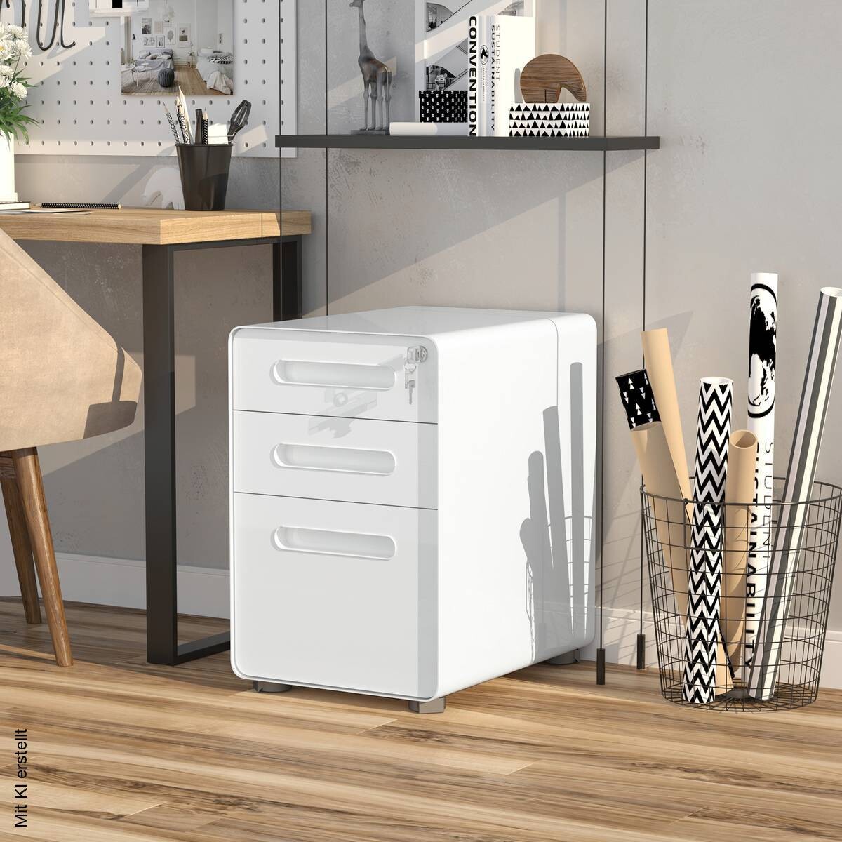 Rollcontainer 924-007WT weiß B/H/T: ca. 39x59x48 cm