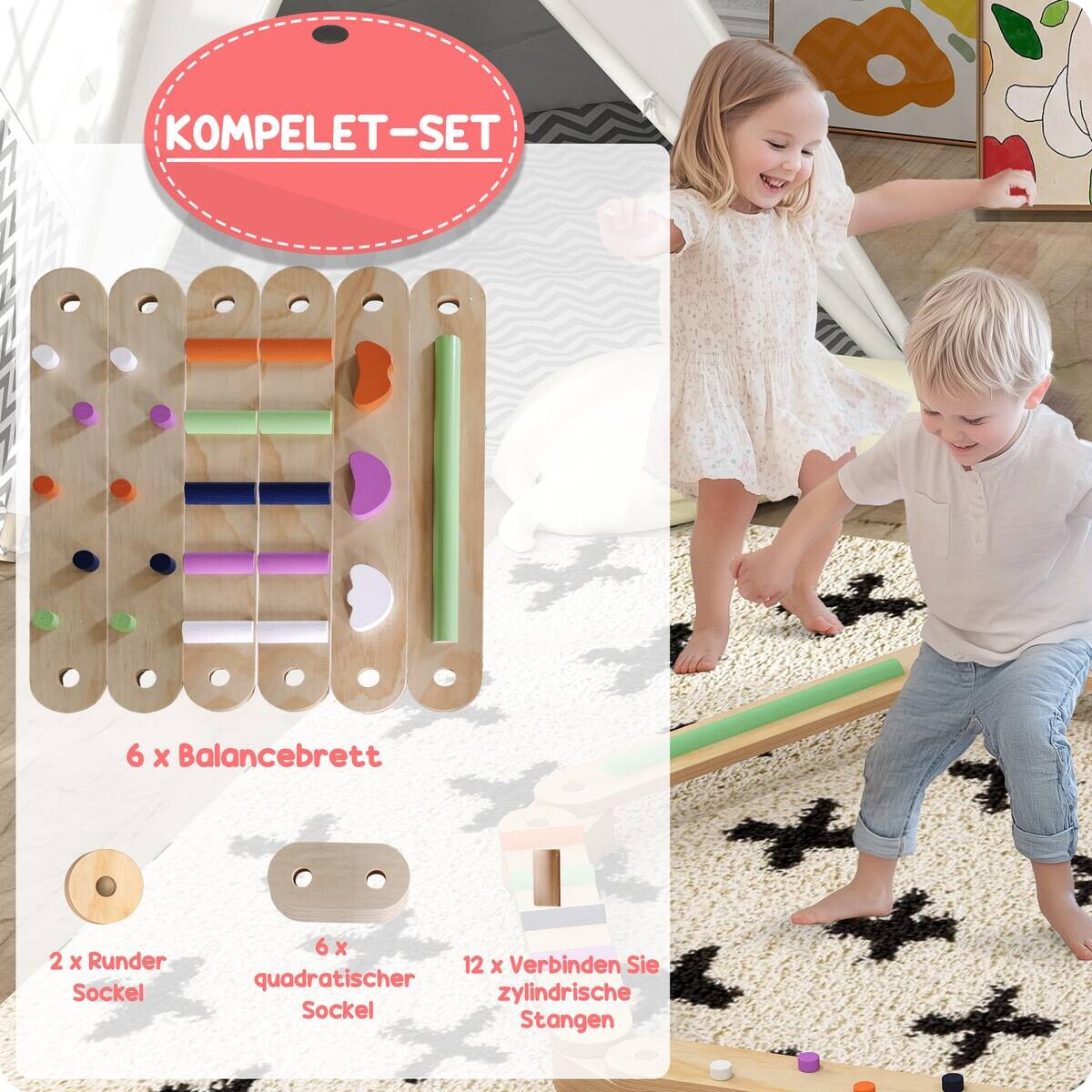 AIYAPLAY Kinder Balancierbalken B/H/L: ca. 115x8,5x130 cm