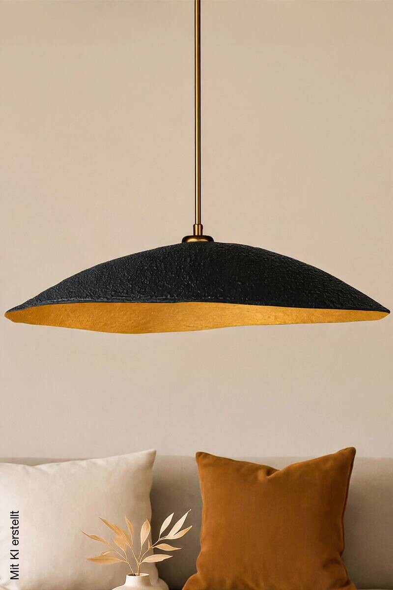 Pendelleuchte gold schwarz Beton B/H/L/D: ca. 40x62x40x40 cm E27 1 Brennstellen