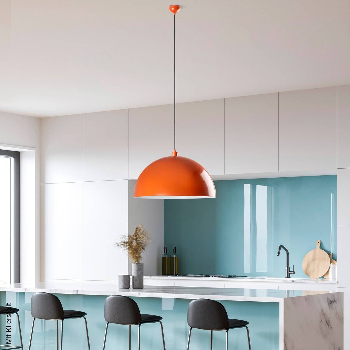 Opviq Pendelleuchte orange Metall B/H/T/L/D: ca. 60x135x60x60x60 cm E27 1 Brennstellen
