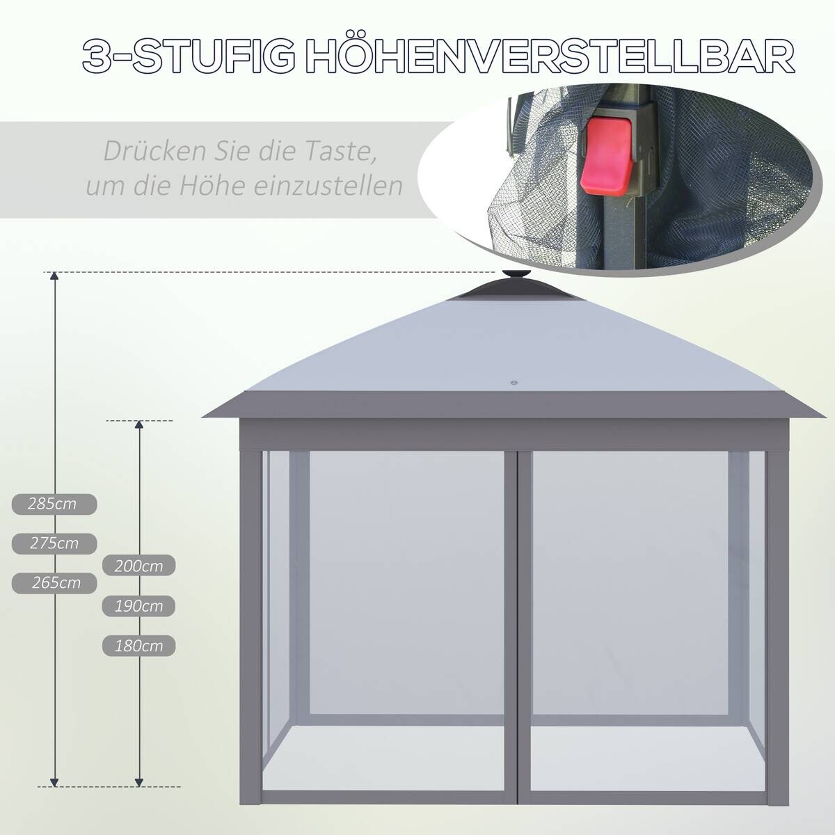 Outsunny Faltpavillon grau Polyester-Mischgewebe B/H/L: ca. 330x288x330 cm