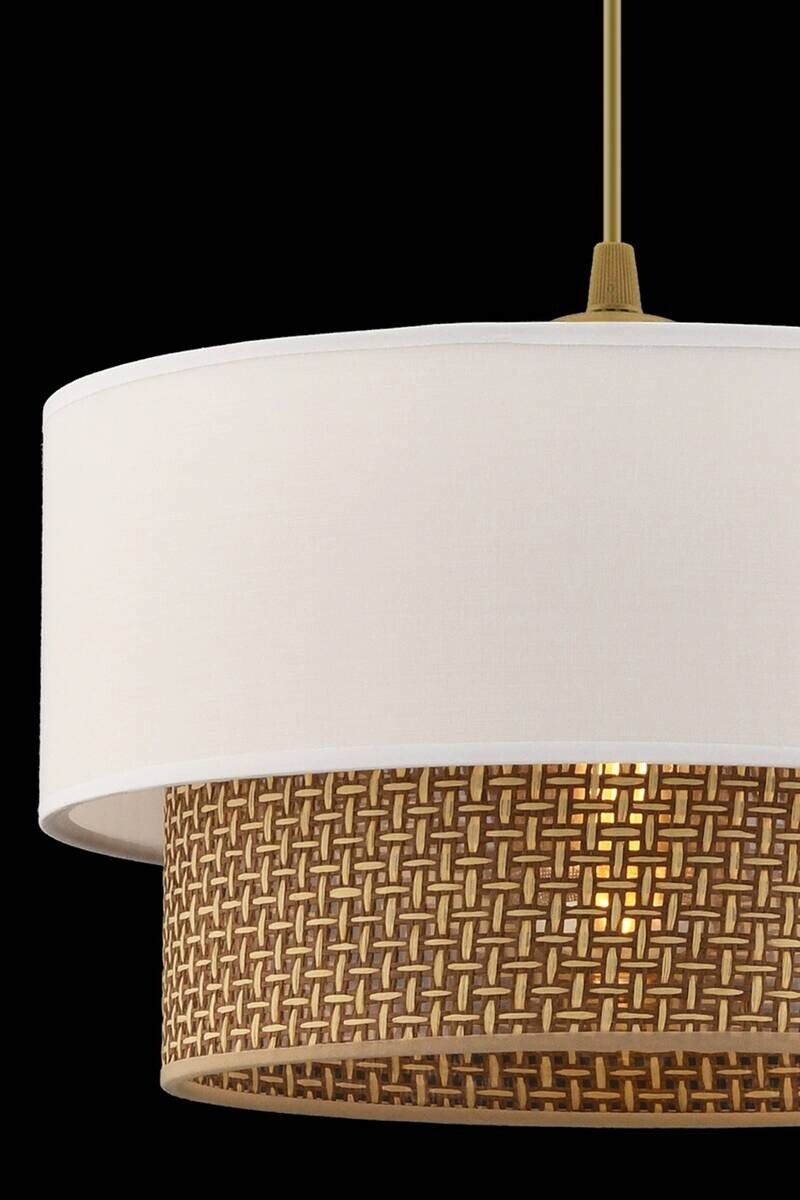 Opviq Pendelleuchte Echo weiß beige Baumwolle B/H/T/L/D: ca. 30x65x30x30x30 cm E27 1 Brennstellen