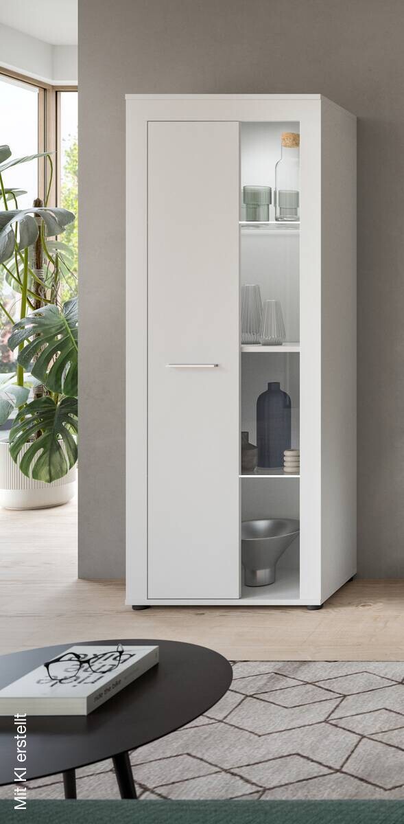 Vitrine Jam weiß B/H/T: ca. 60x159x35 cm