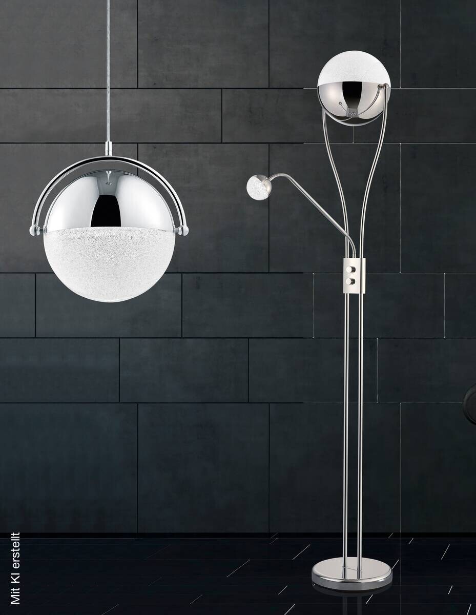 Reality Stehlampe Kris Chrom weiß Metall H: ca. 180 cm